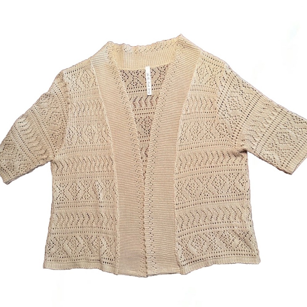 Lea & Nicole Crochet Cardigan Open Front Petite Large